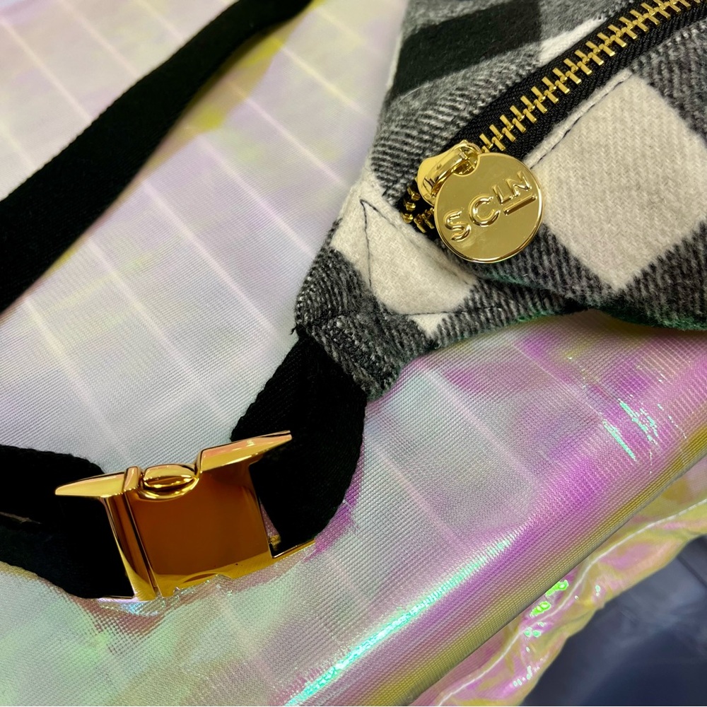 Stoney Clover Lane Black and White Checkered Crossbody Bag - Picture 4 of 8